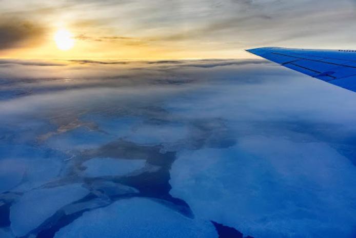 Sunset over Arctic sea ice during the ATom mission