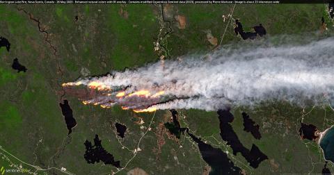 Barrington Lake Fire, Nova Scotia, Canada - 28 May 2023. Image at Wikimedia Commons: https://commons.wikimedia.org/wiki/File:Barrington_Lake_Fire,_Nova_Scotia,_Canada_-_28_May_2023_(52936128956).jpg