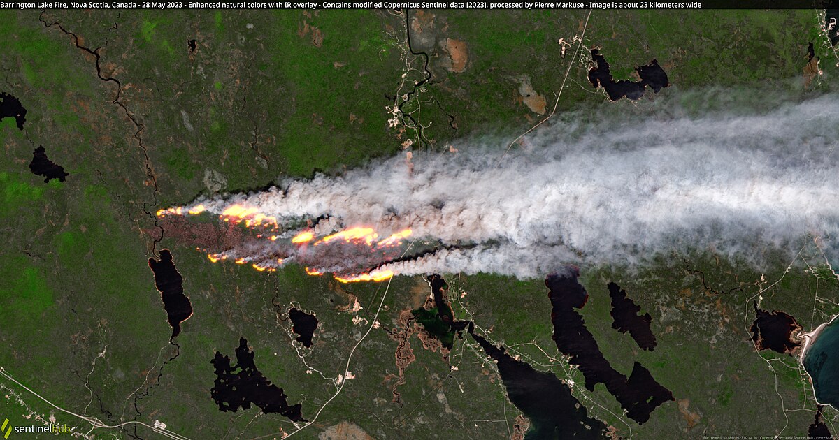 Image at Wikimedia Commons: https://commons.wikimedia.org/wiki/File:Barrington_Lake_Fire,_Nova_Scotia,_Canada_-_28_May_2023_(52936128956).jpg