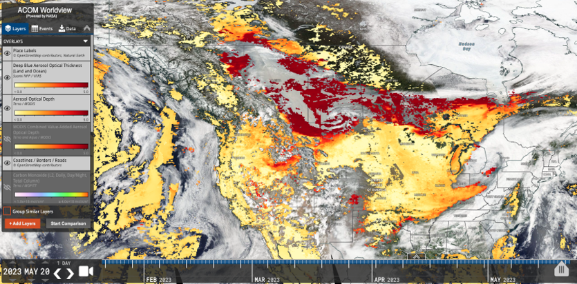 MOPITT CO and MODIS/VIIRS Aerosol May 20, 2023