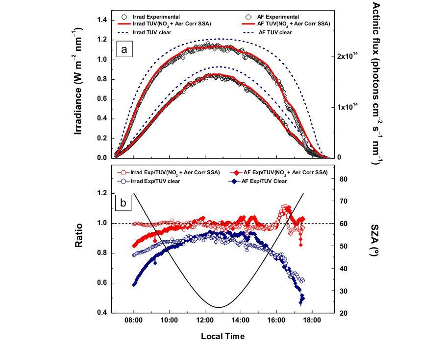 Measured and calculated actinic flux 