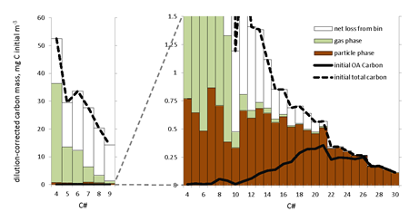 Urban outflow carbon partitioning