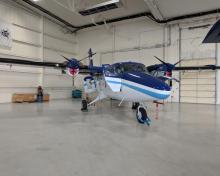 King Air plane in hangar. Photographer: Geoff Tyndall.