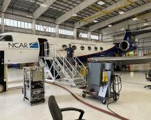Preparing the Gulfstream research aircraft.