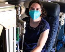 University of Miami scientist Victoria Treadaway prepares the AWAS instrument for an ACCLIP test flight. (Rebecca Hornbrook)