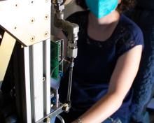 University of Miami scientist Victoria Treadaway prepares the AWAS instrument for an ACCLIP test flight. (Rebecca Hornbrook)