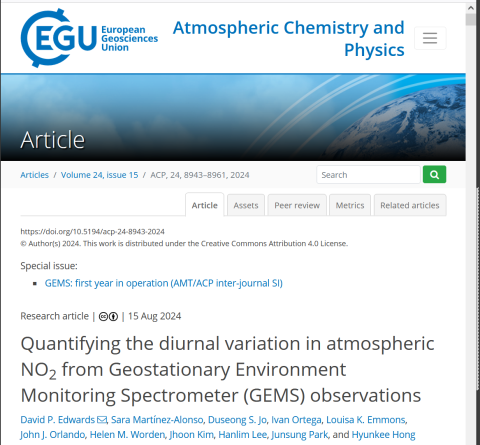 Publication in Atmospheric Chemisty and Physics, European Geosciences Union